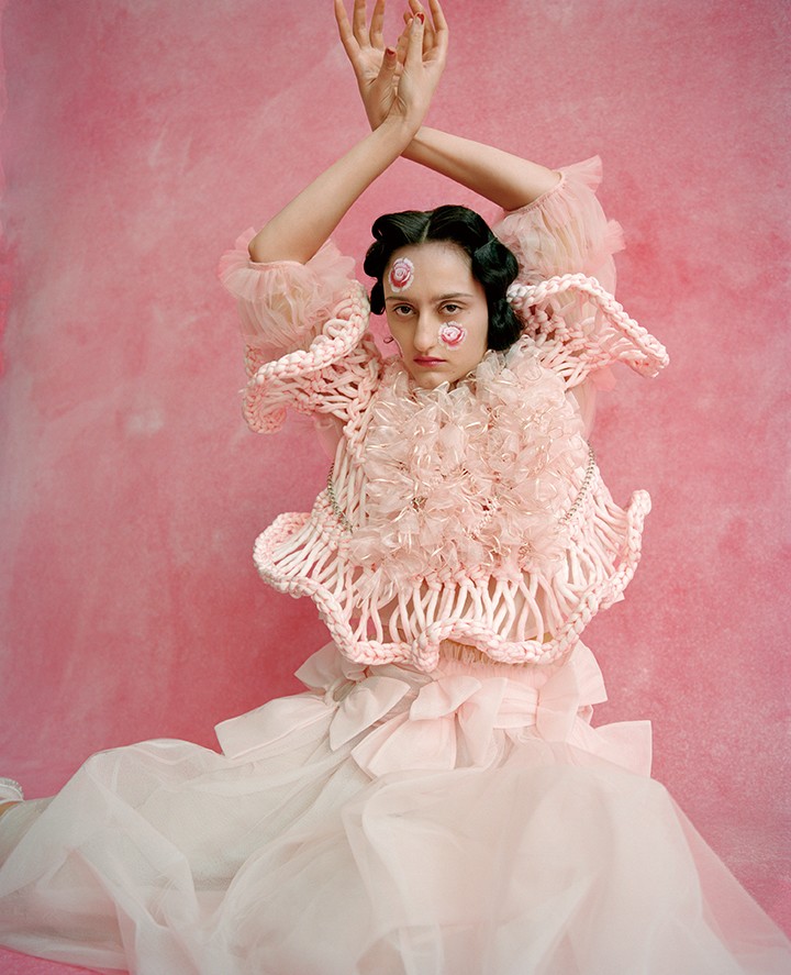 noir kei ninomiya 钩织上衣,饰蝴蝶结连衣裙